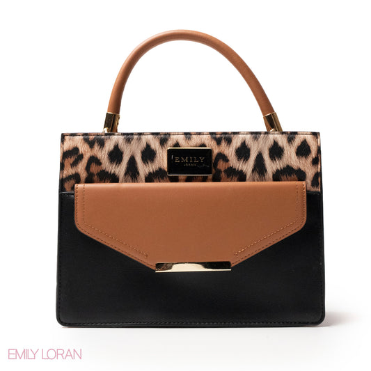 TIGER LEATHER HANDBAG WITH FLAP -MED