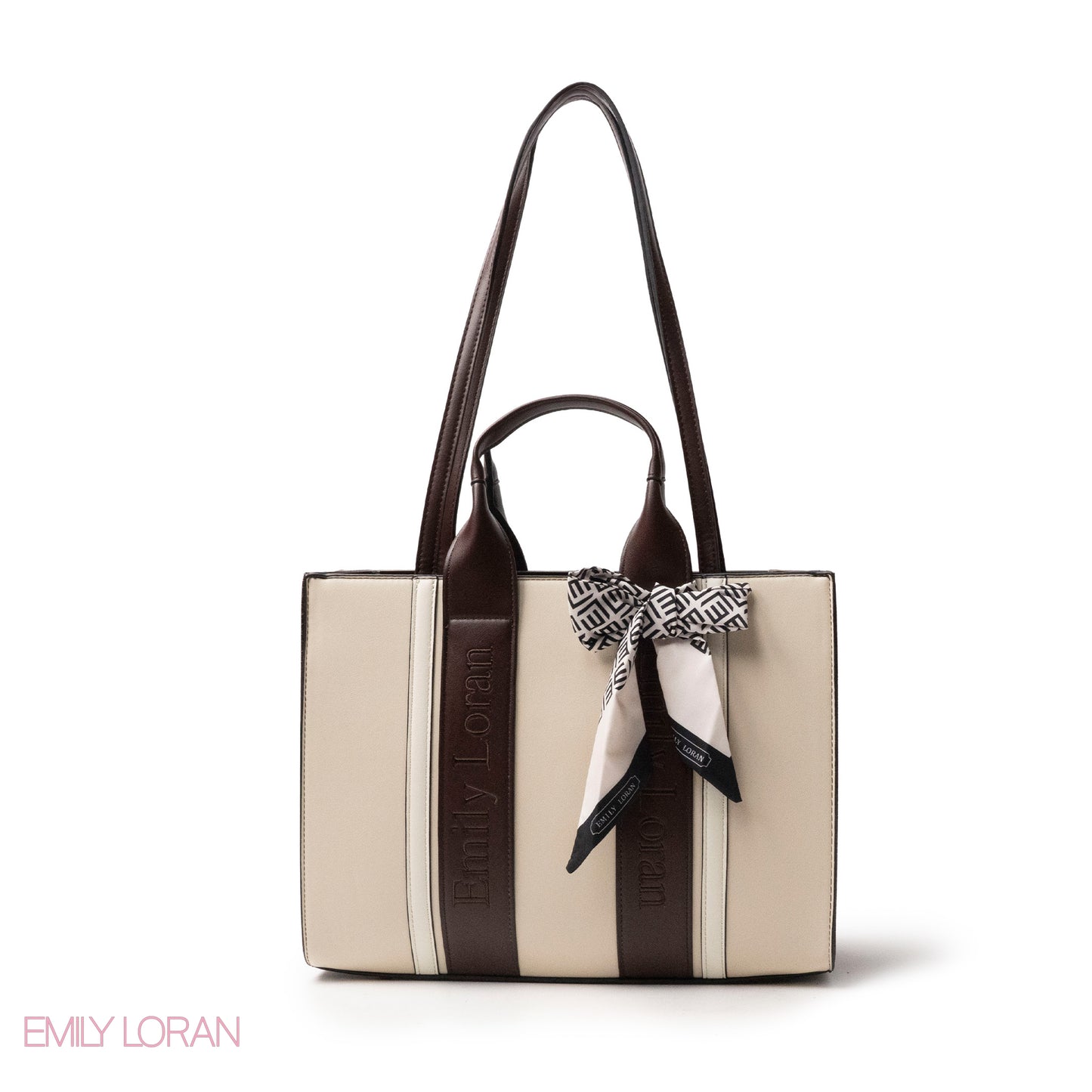 SPECIAL DESIGN LEATHER HANDBAG WITH SCARF - LARGE