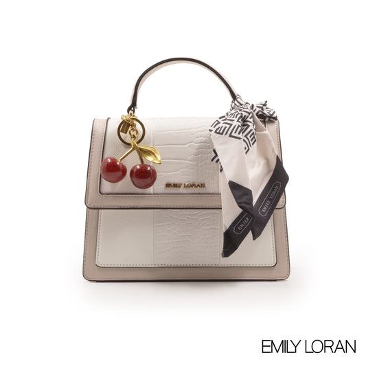 EMILY LORAN LEATHER HANDBAG WITH PATTERN,SCARF -MED