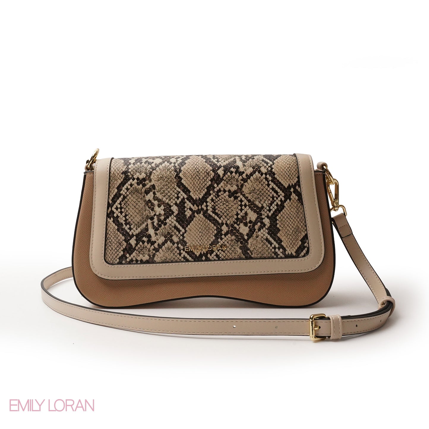 LEATHER CROSSBODY WITH SNAKE PRINT- SMALL
