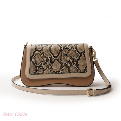 LEATHER CROSSBODY WITH SNAKE PRINT- SMALL