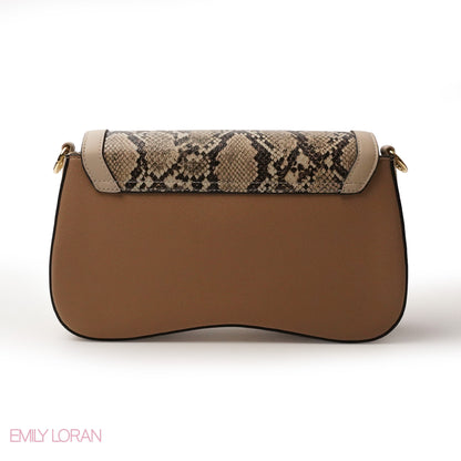 LEATHER CROSSBODY WITH SNAKE PRINT- SMALL