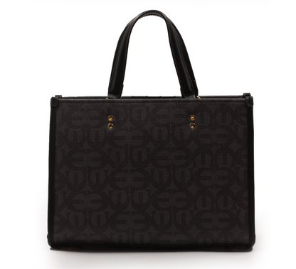 PRINTED CANVAS WITH LEATHER TRIM HANDBAG-MED