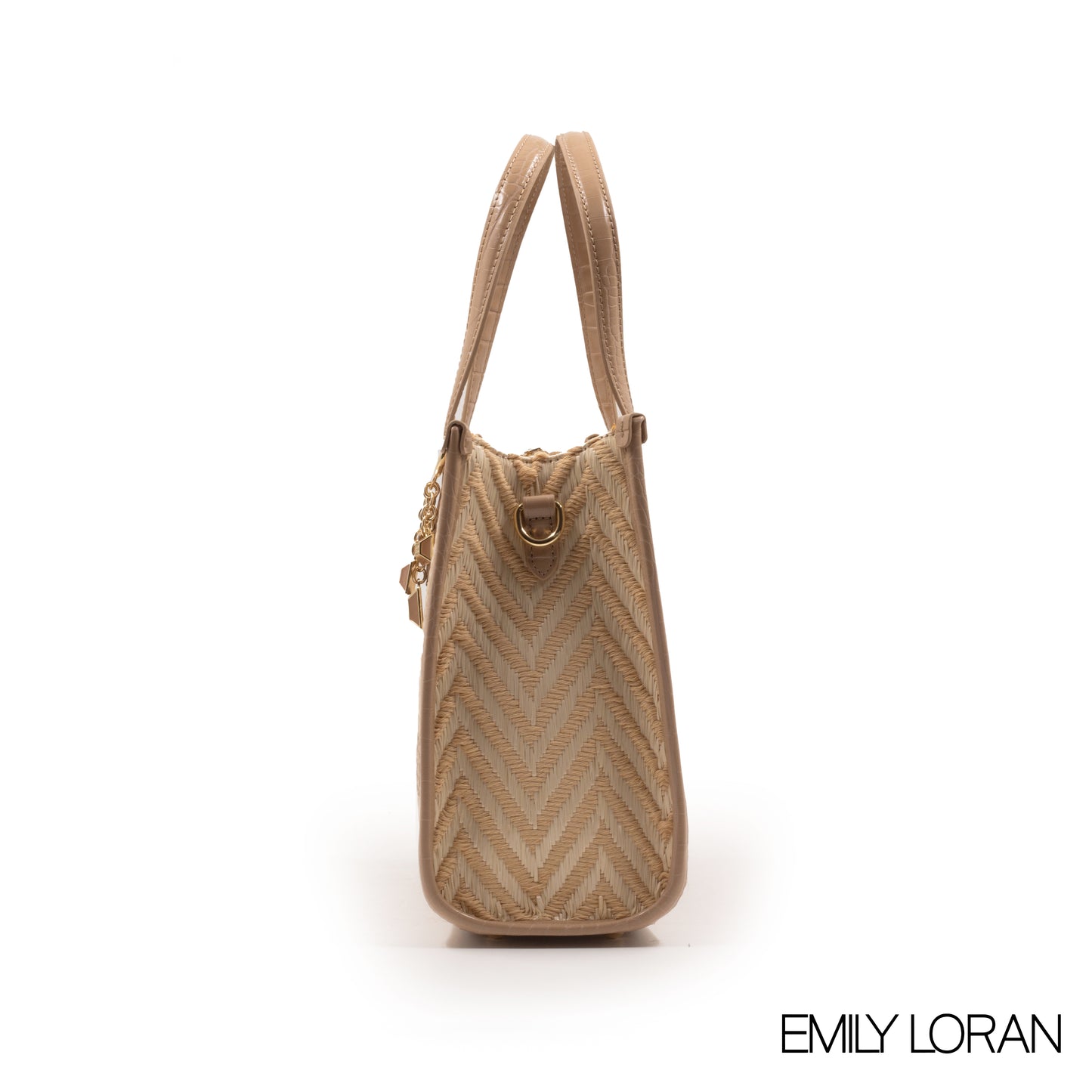 WOVEN FABRIC WITH CHEVRON PATTERNS BAG -MED
