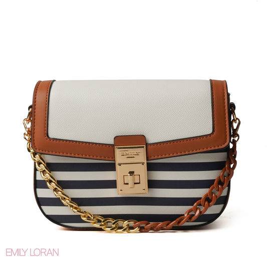 STRIPED CROSS BAG WITH CLASSIC LEATHER - SMALL