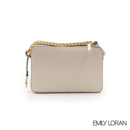 WHITE LEATHER EMBOSSED CROSSBODY BAG -SMALL