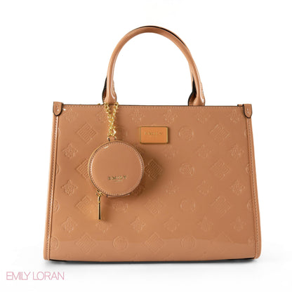 CLASSIC GLOSSY LEATHER PATTERNED HANDBAG - LARGE