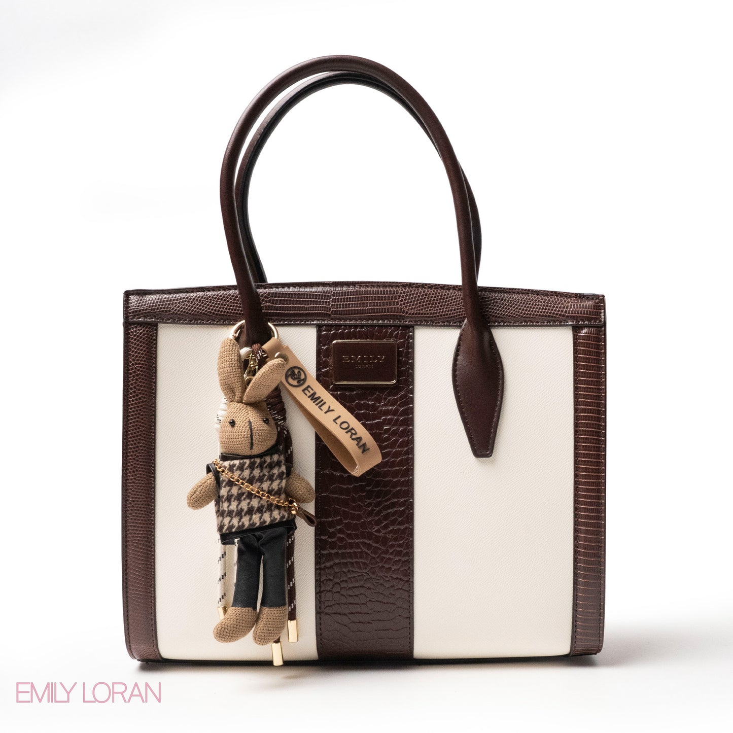 BROWN SMOOTH LEATHER HANDBAG WITH ACCESSORIES - LARGE