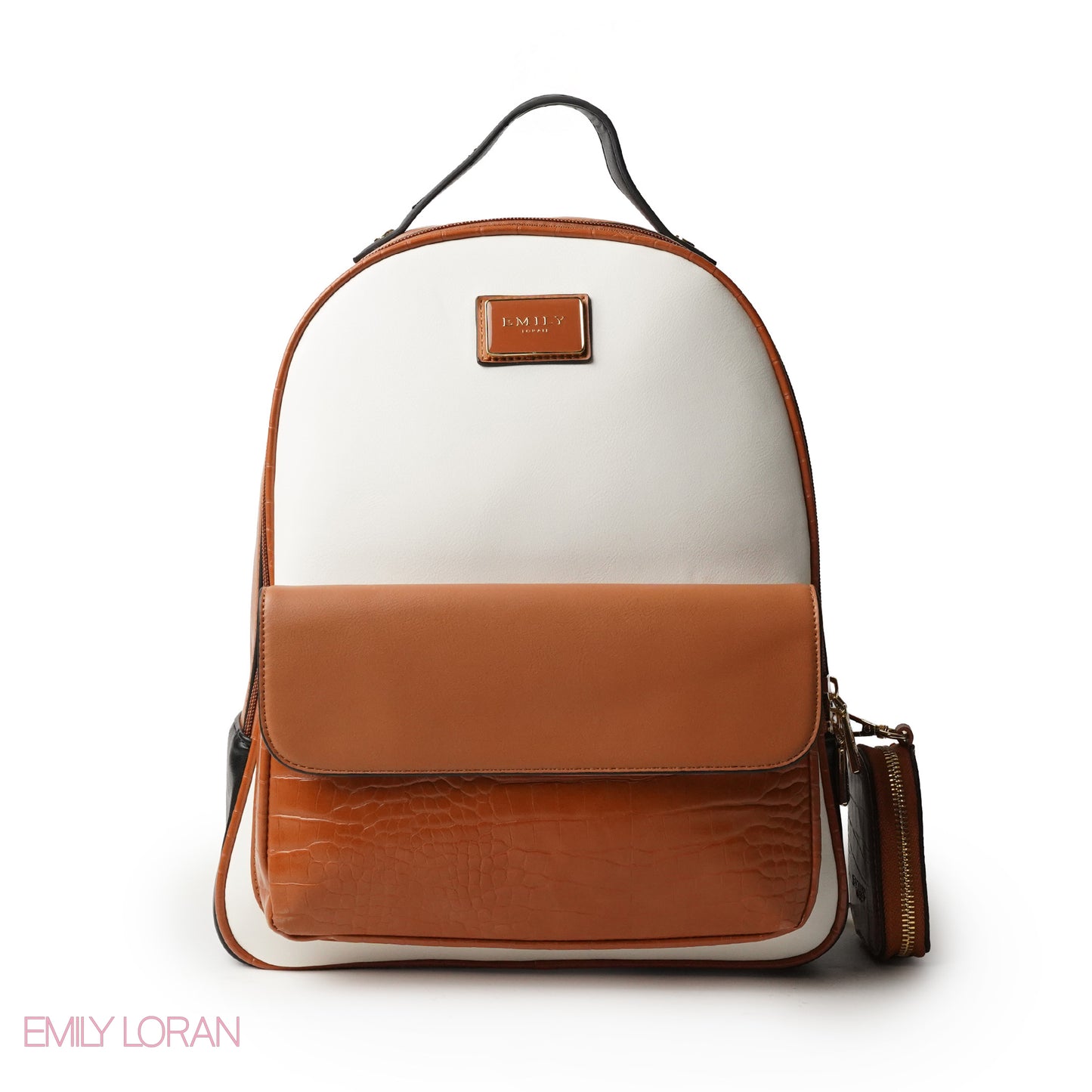 BROWN LEATHER BACKPACK WITH MINI CROC WALLET