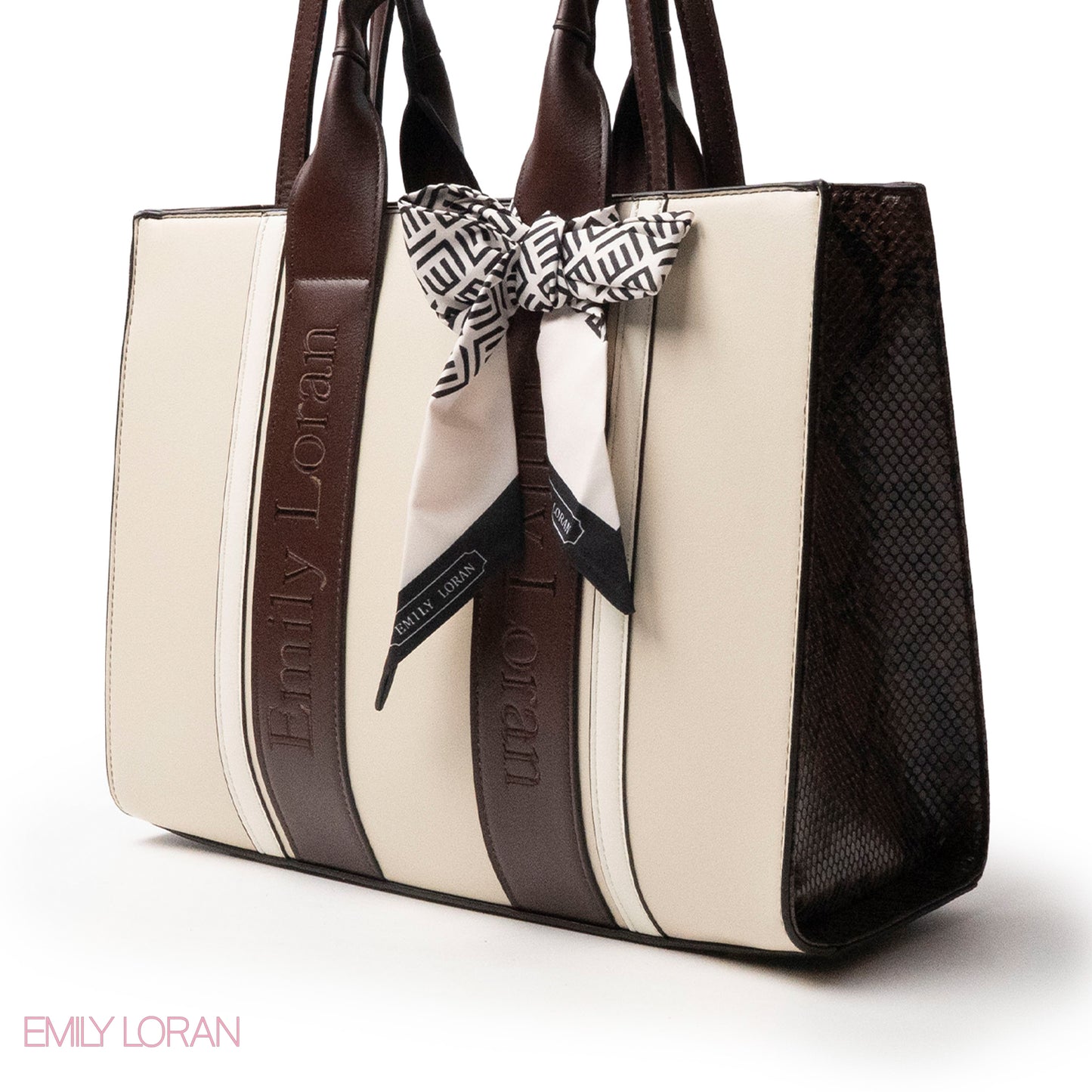 SPECIAL DESIGN LEATHER HANDBAG WITH SCARF - LARGE