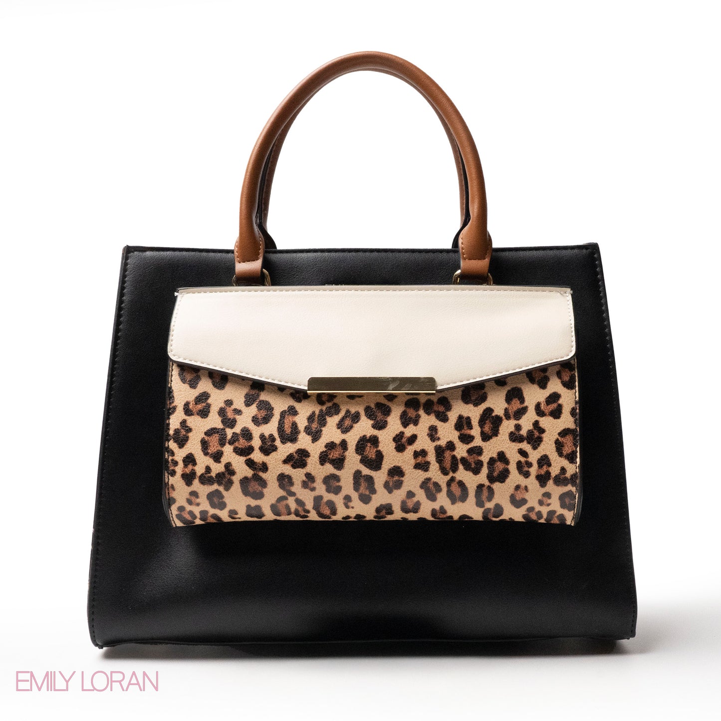 MIXED-COLOR LEATHER HANDBAG WITH WALLET - LARGE