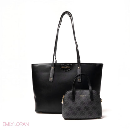 EMILY LOGO-PRINT LEATHER SHOULDERS BAG WITH A SMALL BAG - LARGE