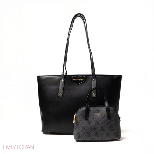 EMILY LOGO-PRINT LEATHER SHOULDERS BAG WITH A SMALL BAG - LARGE