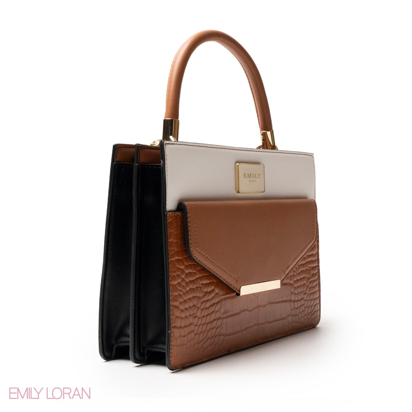 CROC LEATHER HANDBAG WITH FLAP -MED