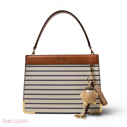 MATTE SMOOTH LEATHER HANDBAG WITH ACCESSORIES -LARGE