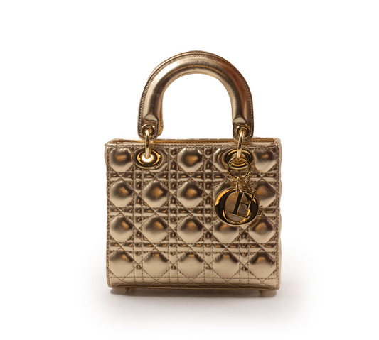 SHINY GOLD METALLIC LEATHER HANDBAG -SMALL