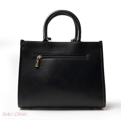 EMILY LORAN HANDBAG WITH FABRIC ACCENTS- MED