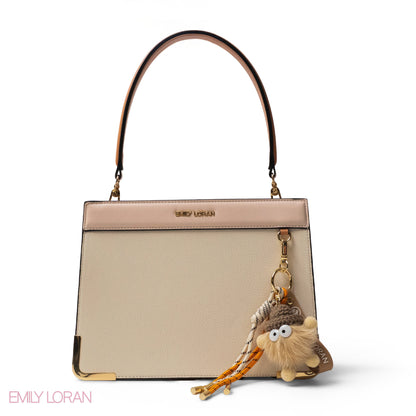 MATTE SMOOTH LEATHER HANDBAG WITH ACCESSORIES -MED