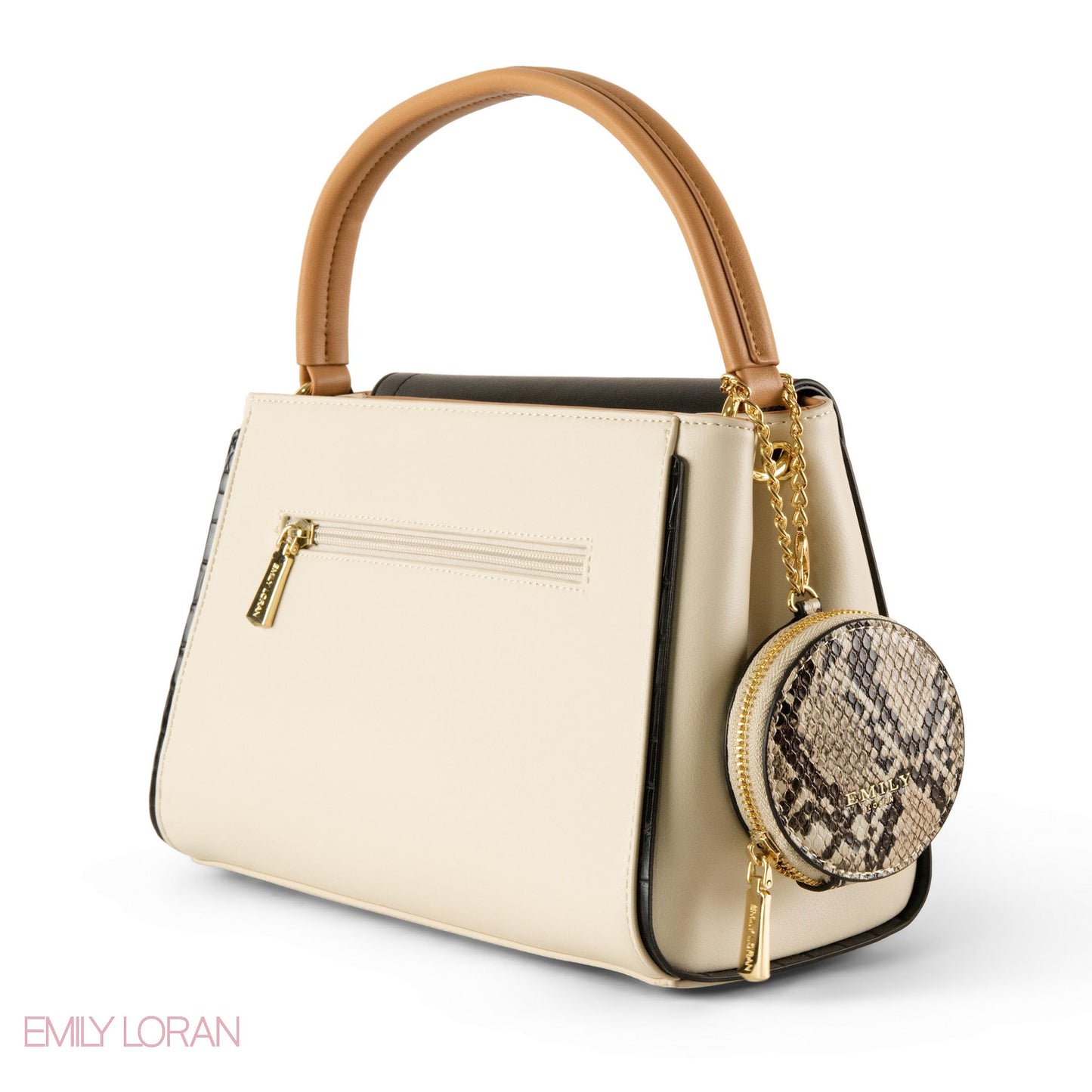 SMOOTH LEATHER HANDBAG WITH DETAIL SNAKE- MED
