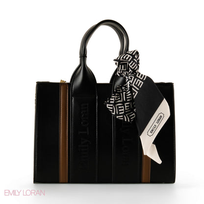 SPECIAL DESIGN LEATHER HANDBAG WITH SCARF - MED