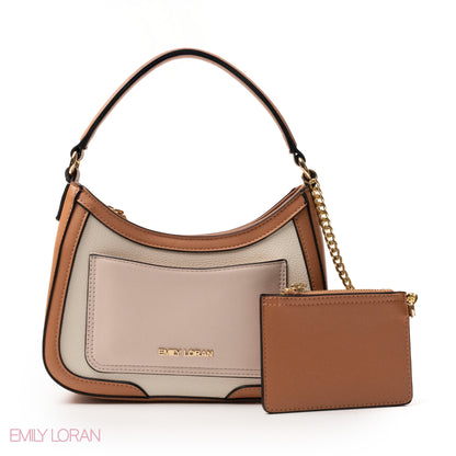 LIGHT COLORS LEATHER HANDBAG WITH METAL CHAIN -SMALL