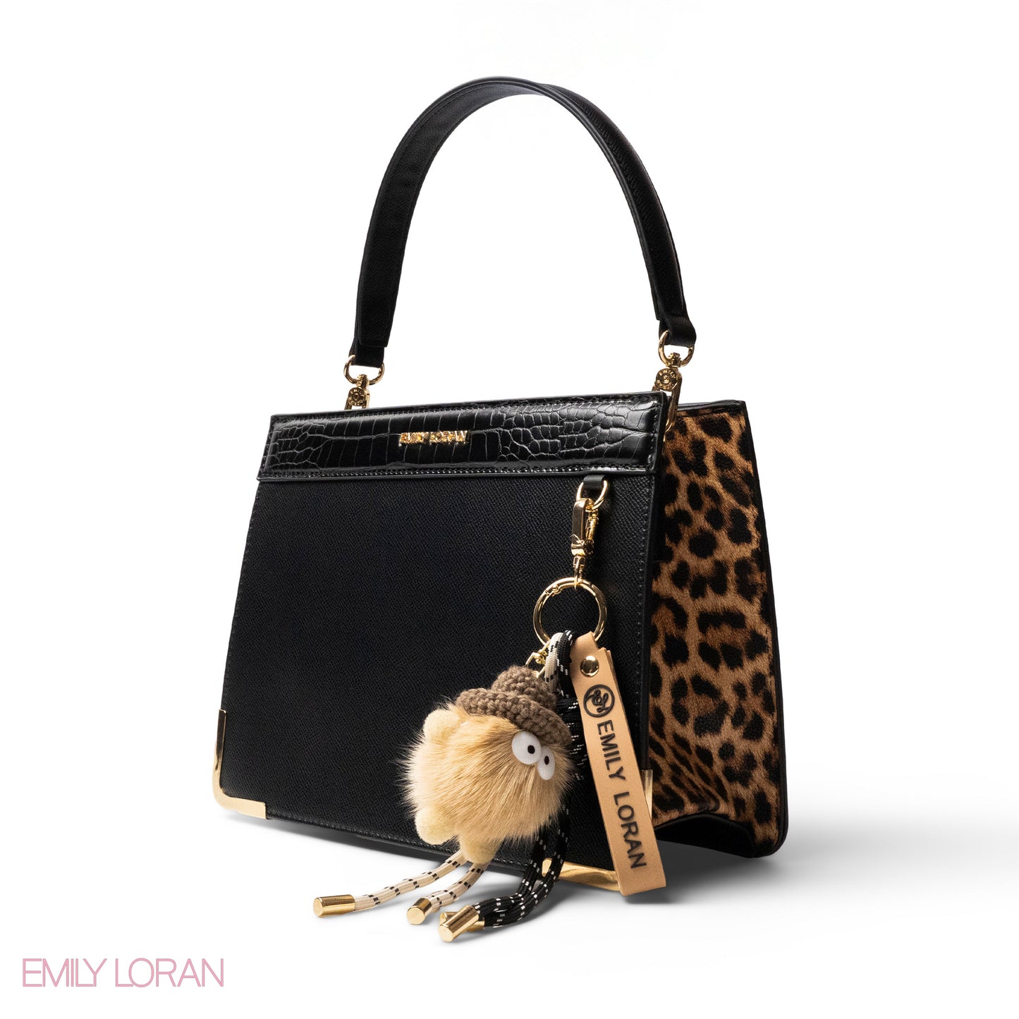 MATTE SMOOTH LEATHER HANDBAG WITH ACCESSORIES -MED