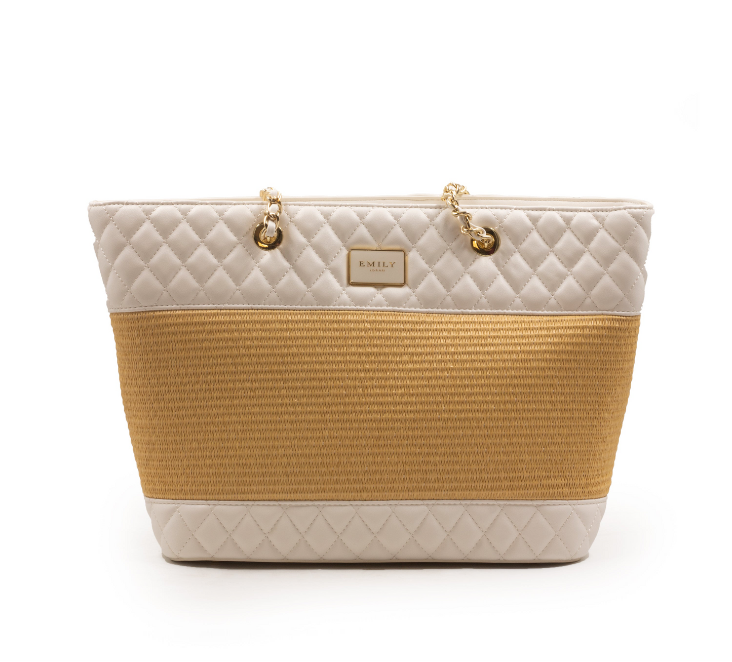FOX LEATHER,STROW,CHAIN METALIC DETAILS TOTE-LARGE