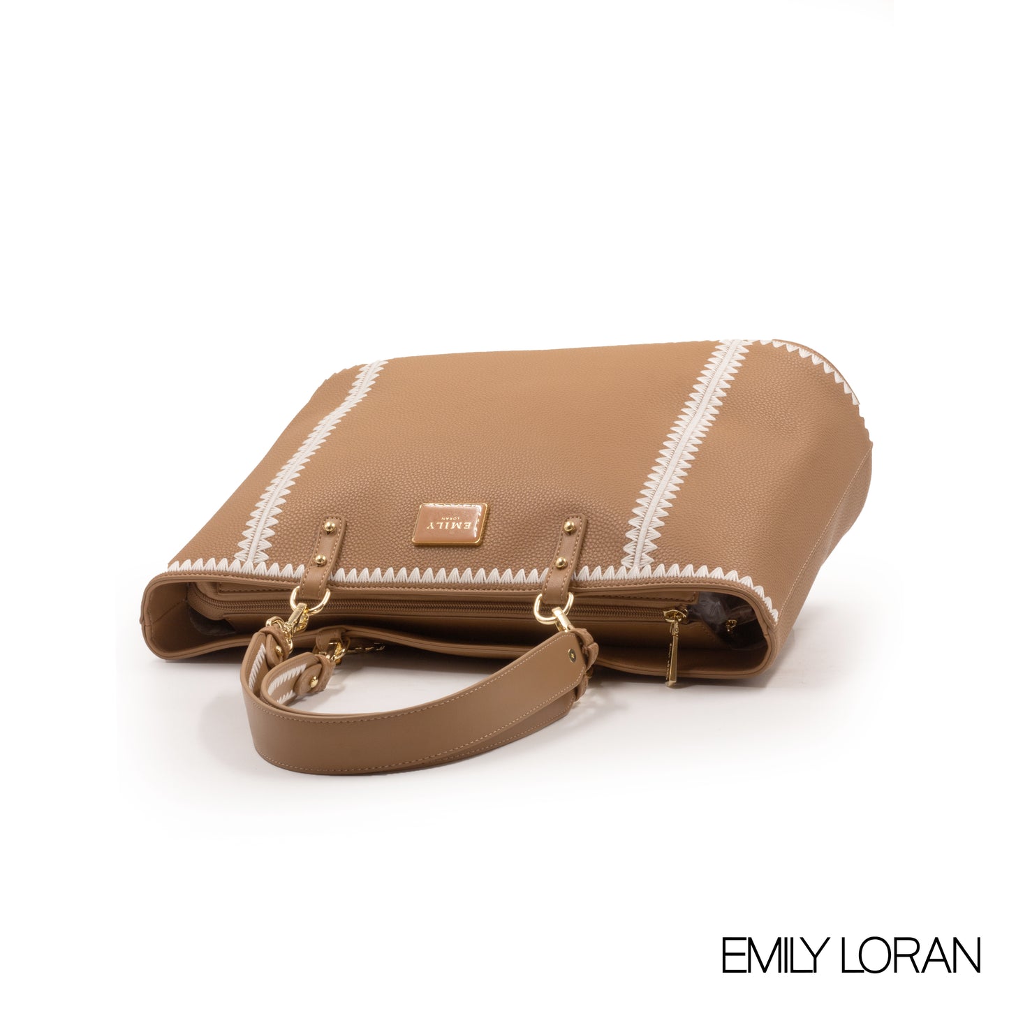 BEIGE LEATHER TOTE WITH SPECIAL DESIGN -LARGE