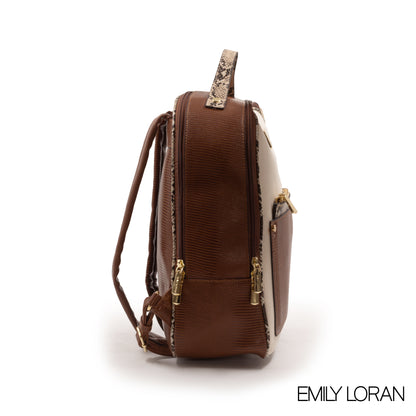 FABRIC BEIGE BACKPACK WITH SNAKE DETAILS