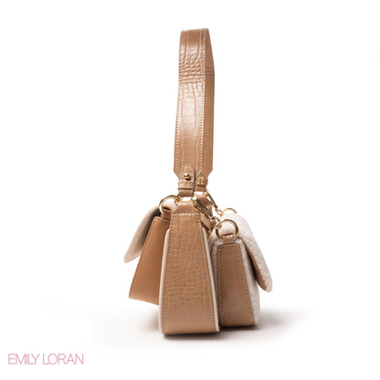 EMILY LORAN SHOULDERS BAG LEATHER AND FUR THREE-PIECES SET