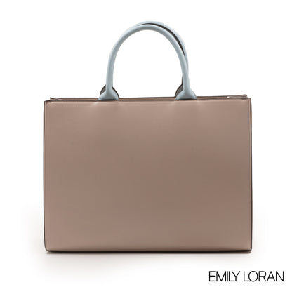 WHITE LEATHER EMILY LORAN HANDBAG WITH METAL CHAIN-LARGE