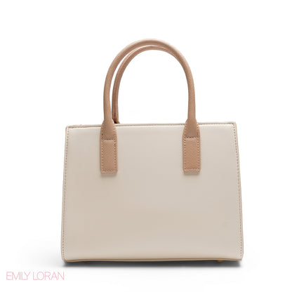 BEIGE EMILY LOGO BAND TOTE BAG WITH LOGO STRAP - MED