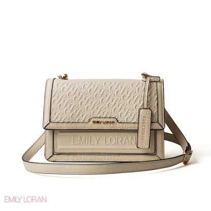BEIGE CROSS BAG EMILY LOGO - MEDIUM