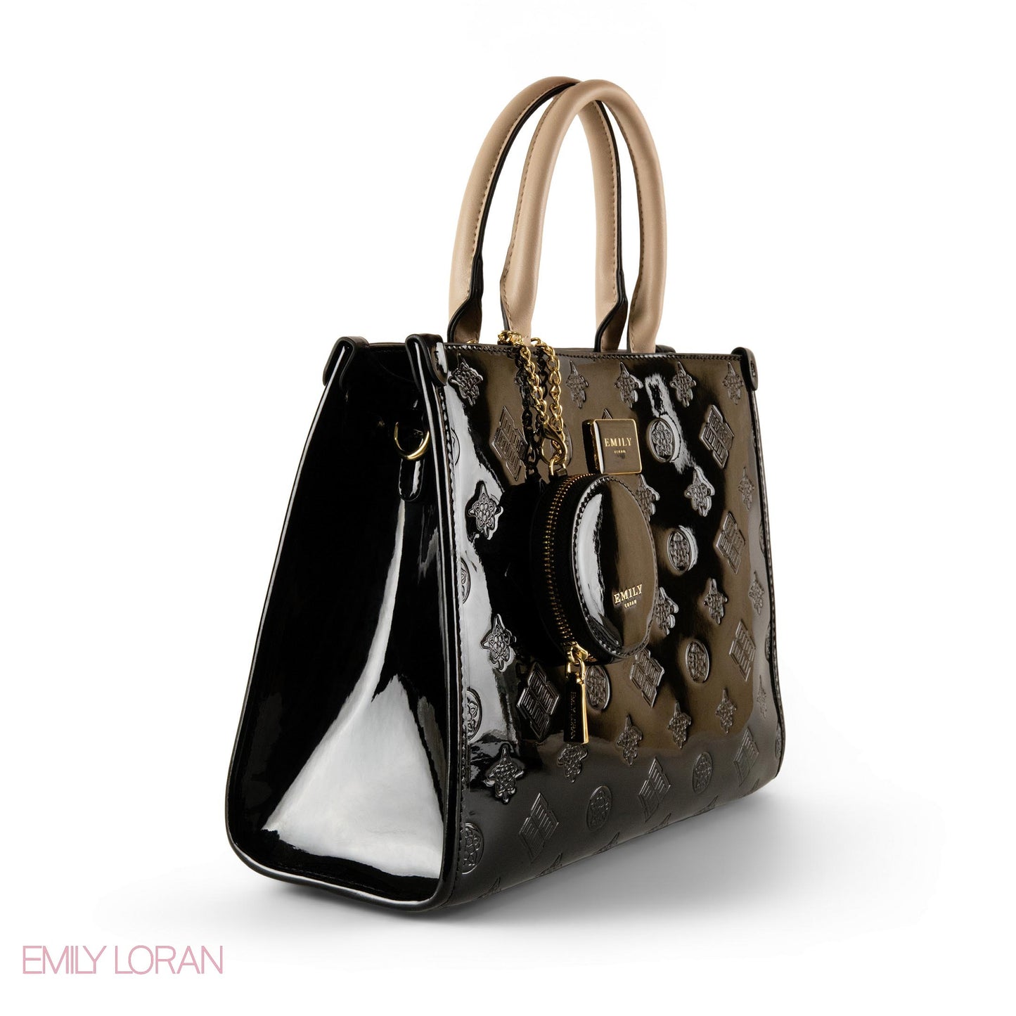 CLASSIC GLOSSY LEATHER PATTERNED HANDBAG - LARGE