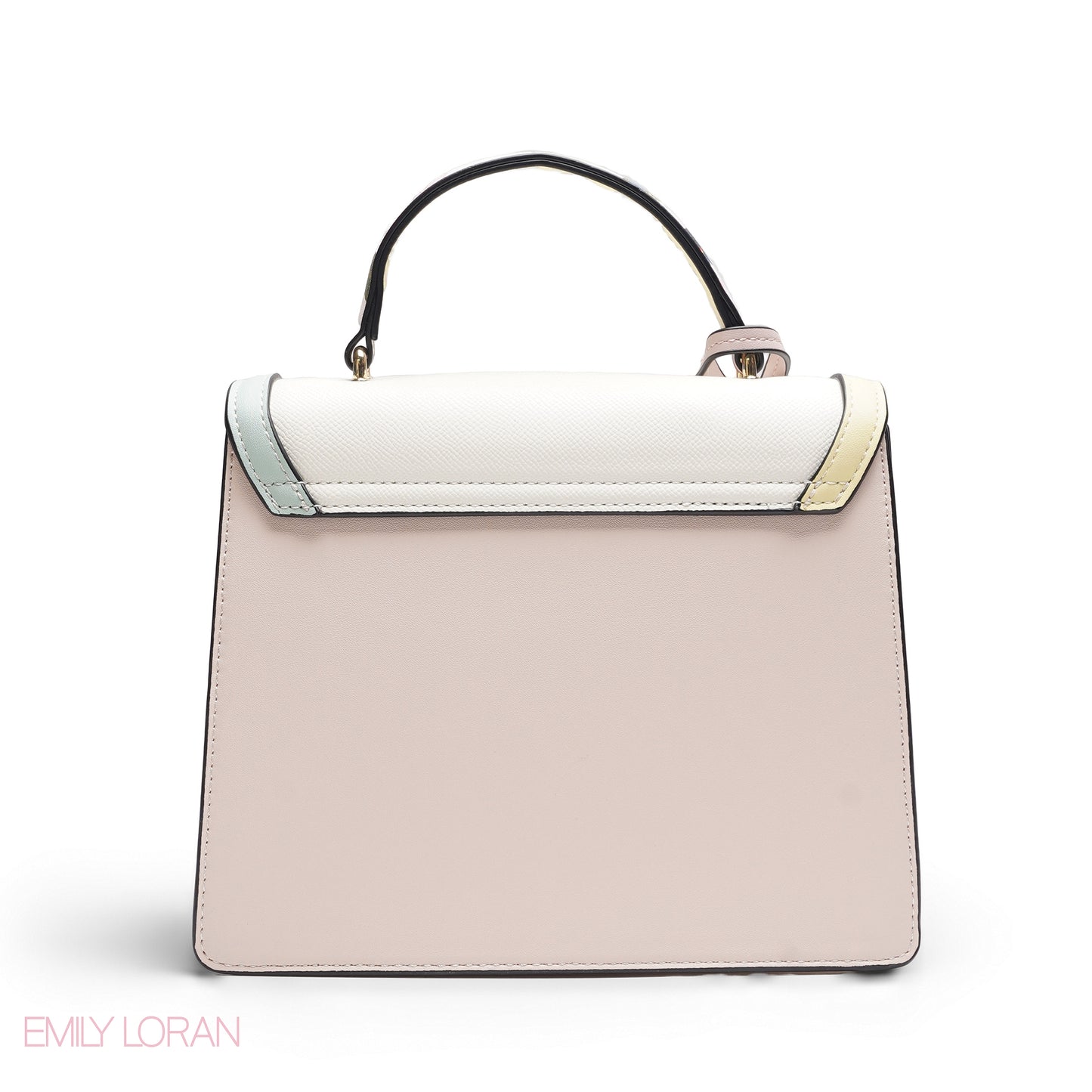 EMILY MULTI-COLOUR PASTEL FLORAL SATCHEL BAG WITH BUTTERFLY CHARM - MED