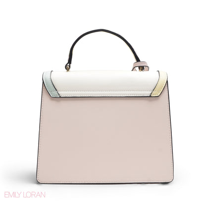 EMILY MULTI-COLOUR PASTEL FLORAL SATCHEL BAG WITH BUTTERFLY CHARM - MED