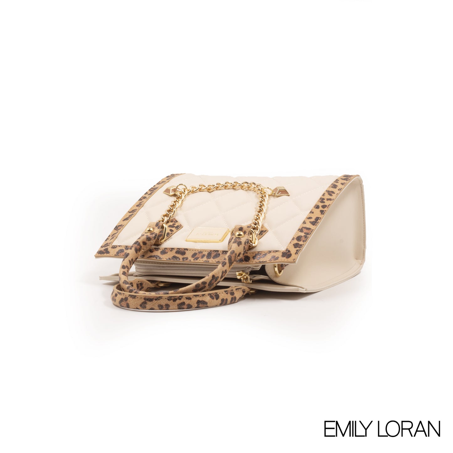 FOX SMOOTH LEATHER HANDBAG WITH LEOPARD PRINT TRIM-MED