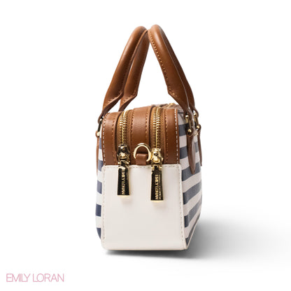 LEATHER HANDBAG WITH MINI WALLET BROWN -SMALL