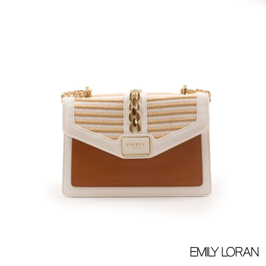 LEATHER CROSSBODY BAG WITH STRAW DETAILS- SMALL