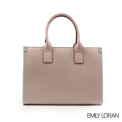 LEATHER HANDBAG WITH SMOOTH MULTICOLOER DETAILS-LARGE