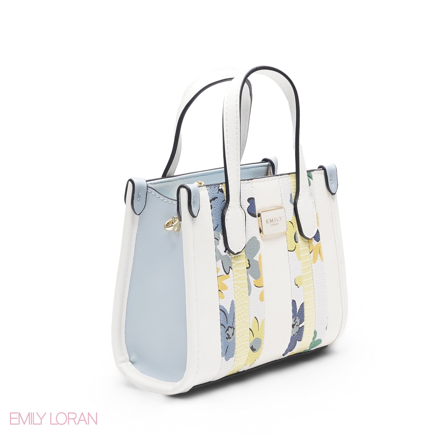 WHITE BAG WITH BLUE & YELLOW ACCENTS - SMALL