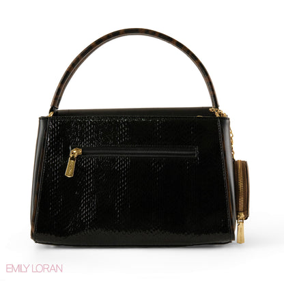 SMOOTH LEATHER HANDBAG WITH DETAIL SNAKE METALLIC - MED