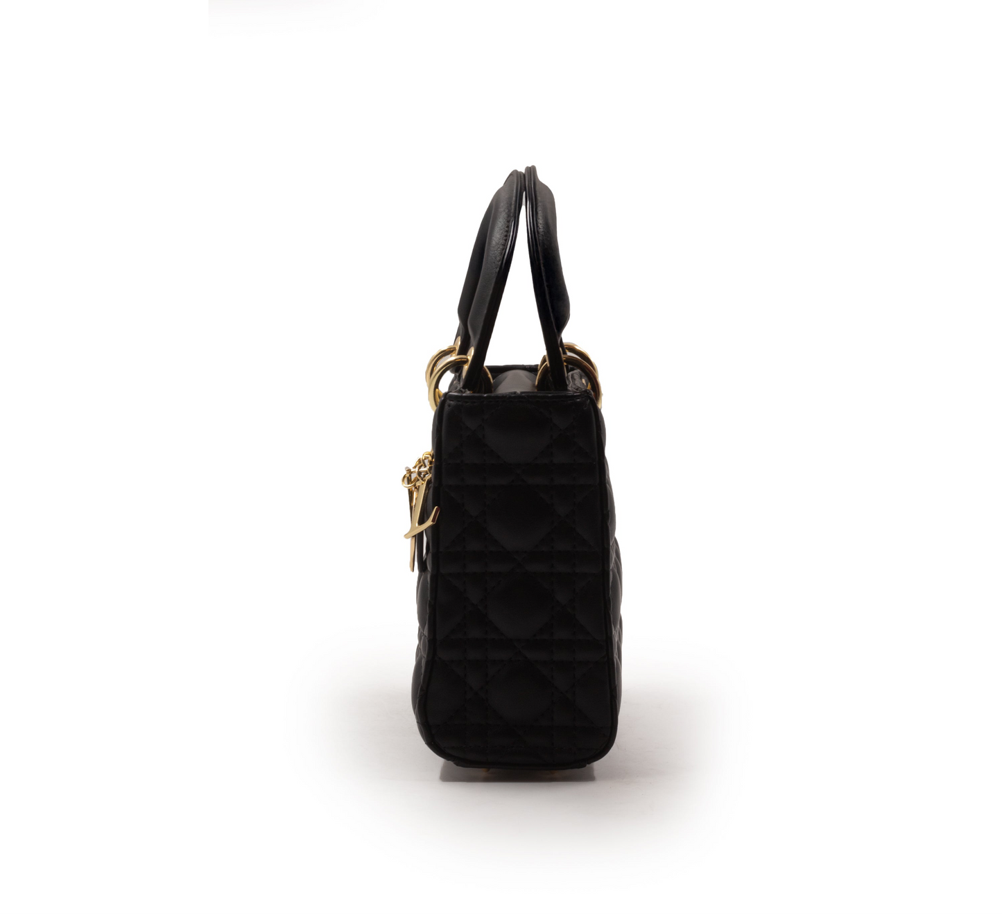 SHINY BLACK LEATHER HANDBAG -SMALL