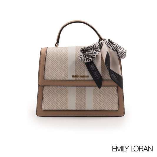 EMILY LORAN LEATHER HANDBAG WITH PATTERN,SCARF -MED