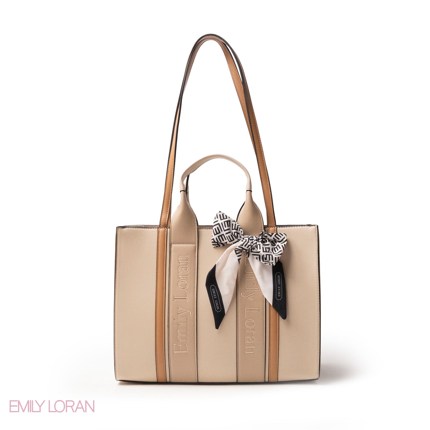 SPECIAL DESIGN LEATHER HANDBAG WITH SCARF - LARGE