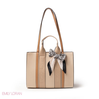 SPECIAL DESIGN LEATHER HANDBAG WITH SCARF - LARGE