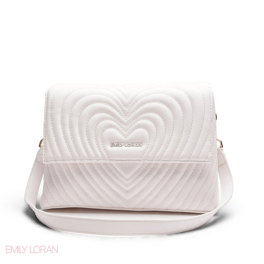 BABY PINK EMILY EMBOSSED LOGO TRAPEZE BAG - MED