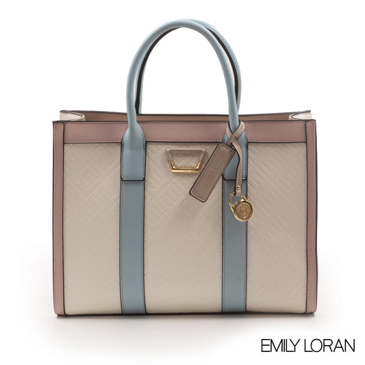EMILY LORAN EMBOSSED LEATHER HANDBAG-LARGE