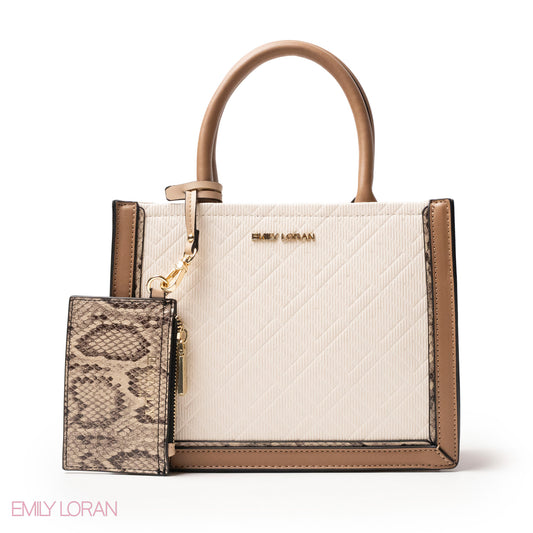 LEATHER HANDBAG WITH SNAKE DETAIL TOUCH -SMALL