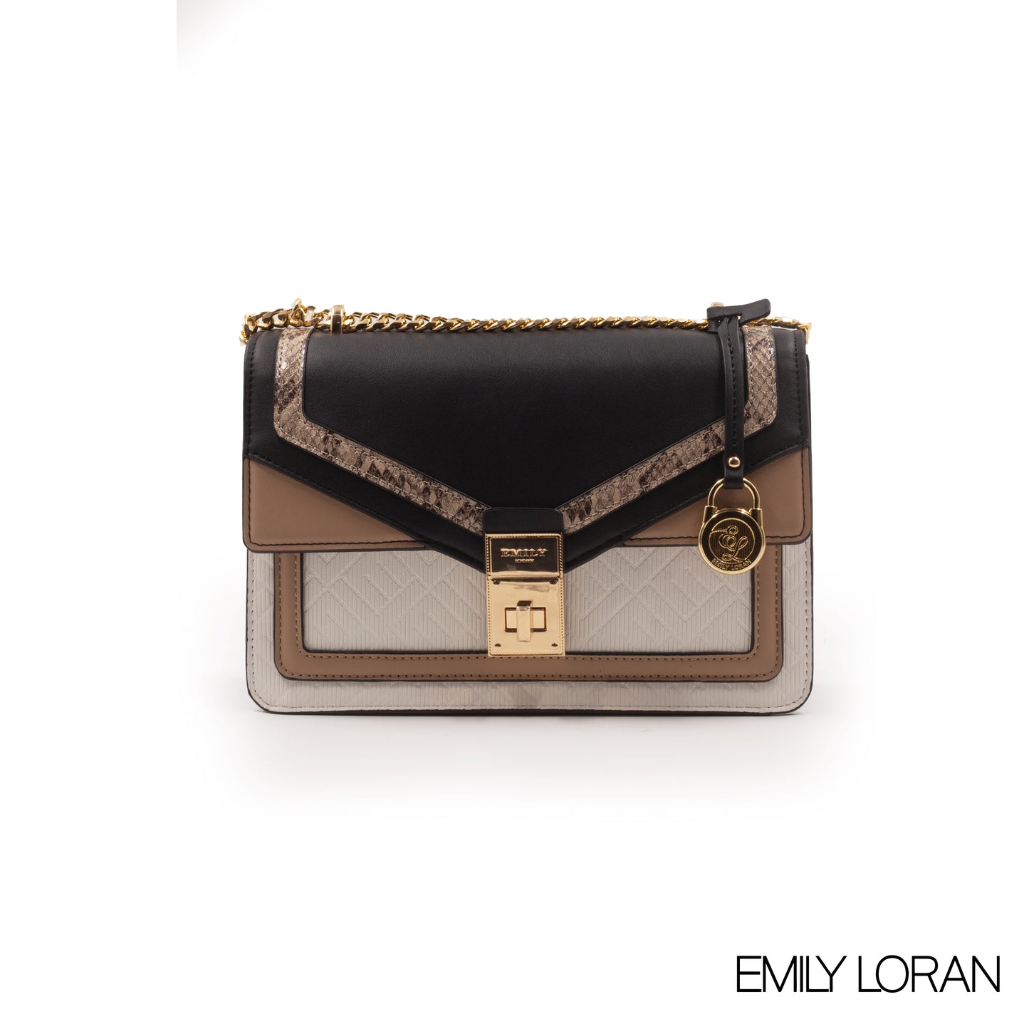 MIXED COLOR CROSSBODY BAG WITH FLAP DETAILS-MED